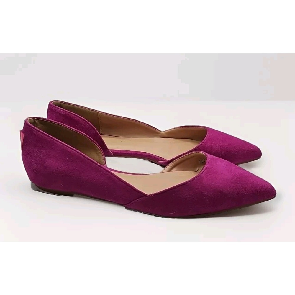 Journee Fuschia Sleek Ballet Flats Sz 9 Faux Suede D'orsay Pointed Toe EUC #162